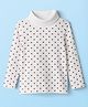Babyhug Cotton Elastane Knit Full Sleeves Turtle Neck Winter T-Shirt with Polka Dot Print - White