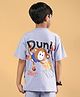 WEARDUDS Cotton Knit Half Sleeves Monkey Back Printed Tee - Lavender