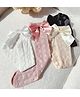 Kidofash Pack Of 4 Bow Applique Detailed & Self Designed Socks - Dark Pink