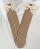 Kidofash Knit Bow Applique Detailed Ribbed Socks - Light Brown