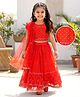 Babyhug Net Woven Half Sleeves Choli Lehenga & Dupatta Set With Sequin Embriodery - Orange