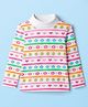 Babyhug Cotton Elastane Knit Full Sleeves Turtle Neck Winter T-Shirt with Floral & Heart Print - White