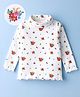 Babyhug Cotton Knit Full Sleeves Turtle Neck Winter T-Shirt with Floral Print - White