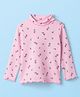 Babyhug Cotton Elastane Knit Full Sleeves Turtle Neck Winter T-Shirt with Floral Print - Pink