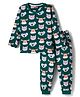 Babyhug Cotton Knit Full Sleeves Co-ords Night Suit With Animal Print - Green