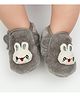 Neska Moda Bunny Face Applique Detailed Velcro Closure Booties - Grey