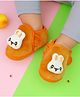Neska Moda Bunny Face Applique Detailed Velcro Closure Booties - Orange