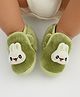Neska Moda Bunny Face Applique Detailed Velcro Closure Booties - Green