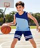 Pine Active Knit Sleeveless T-Shirt & Shorts Set With Tape Detailing - Blue & Navy Blue