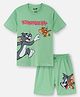 Nap Chief Pure Cotton Knit Warner Bros Featuring Half Sleeves Tom & Jerry Printed Relaxed Fit Tee & Shorts Set - Green