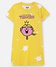 Nap Chief Pure Cotton Knit Mr Men Featuring Half Sleeves Little Miss Princess Printed Relaxed Fit A Line Night Dress - Yellow