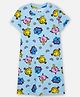 Nap Chief Pure Cotton Knit Mr Men Featuring Half Sleeves Characters Printed Relaxed Fit A Line Night Dress - Sky Blue