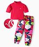 OLLINGTON ST. Cotton  Lycra Rib Half Sleeves Top & Printed Bottom - Multicolor