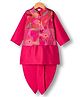 Babyhug Rayon Woven Full Sleeves Kurta Dhoti Set with Jacket & Abstract Print - Fuchsia