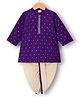 Babyhug Cotton Blend Woven Full Sleeves Kurta Dhoti Set With Foil Print - Purple & White