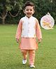 Babyhug Rayon Woven Full Sleeves Kurta Pajama & Jacket Set With Floral Embroidery - Peach