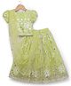 Babyhug Georgette Woven Puffed Sleeves Sequinned Floral Designed Choli Lahenga Set with Dupatta- Light Green
