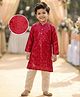 Babyhug Georgette Woven Full Sleeves Kurta Pajama Set with Sequin Detailing - Red