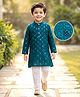 Babyhug Schiffili Woven Full Sleeves Kurta Pajama Set with Embroidery & Sequin Detailing - Teal Blue