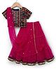 Babyhug  Short Sleeves Sequin Embroidered Choli and Shimmer Net Lehenga with Dupatta -  Fuschia