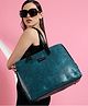 VISMIINTREND Stylish Handbag for Women & Girls Trendy Office Use Tote Bag Up to 15.6 Inch Laptop, Solid Vegan Leather Ladies Purse Travel Reguler Use Handbag - Teal Blue