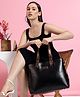 VISMIINTREND Stylish Handbag for Women & Girls Trendy Office Use Tote Bag Up to 15.6 Inch Laptop, Solid Vegan Leather Ladies Purse Travel Reguler Use Handbag - Black