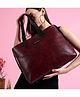 VISMIINTREND Stylish Handbag for Women & Girls Trendy Office Use Tote Bag Up to 15.6 Inch Laptop, Solid Vegan Leather Ladies Purse Travel Reguler Use Handbag - Wine