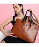 VISMIINTREND Stylish Handbag for Women & Girls Trendy Office Use Tote Bag Up to 15.6 Inch Laptop, Solid Vegan Leather Ladies Purse Travel Reguler Use Handbag - Tan