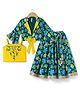 Babyhug Georgette Woven Full Sleeves Choli Lehenga & Jacket Set With Floral Print & Embridoery - Green