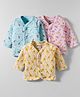 Bodycare Cotton Full Sleeves Front Open Thermal Vest With Animal Print Pack Of 3 - Pink Light Blue & Yellow