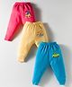 Bodycare Cotton Knit Thermal Pants With Animal & Car Print Pack of 3 - Blue Red & Yellow