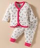 Bodycare Cotton Full Sleeves Thermal Inner Wear Set With Animal Print - Off White