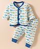 Bodycare Cotton Full Sleeves Inner Thermal Wear Set With Aeroplane Print - Off White