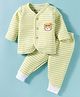 Bodycare Cotton Full Sleeves Thermal Inner Wear Set With Stripes & Animal Face Print - Light Green