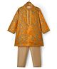 Babyhug Cotton Woven Full Sleeves Cambric Foil Printed Kurta Pajama Set- Mustard