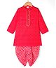 Babyhug Cambric Woven Full Sleeves Kurta Dhoti Set with Angarakha Foil Print - Red