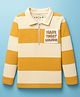 Arias Cotton Knit Full Sleeves Polo T-Shirt With Stripes & Make Today Amazing Text Print - Offwhite & Yellow
