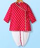 Babyhug Cambric Woven Full Sleeves Kurta Dhoti Set with Floral Print - Red