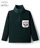 Arias Cotton Knit Full Sleeves High Neck T-Shirt with Explorer Text Print on Pocket - Dark Green