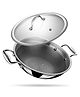 Stahl Artisan Hybrid Triply Non Stick Kadai with Lid, Stainless Steel Kadai for Cooking, Triply Kadhai Metal Spatula Friendly, Induction & Gas Stove Compatible, 4.4 L, 28 cm