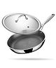 Stahl Artisan Hybrid Triply Frying Pan with Lid, Fry pan Induction Base, Frying pan Non Stick, Omelette Pan Non Stick, Frying pan Stainless Steel, 1.1 L, 20 cm