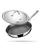 Stahl Artisan Hybrid Triply Frying Pan with Lid, Fry pan Induction Base, Frying pan Non Stick, Omelette Pan Non Stick, Frying pan Stainless Steel, 1.6 L, 24 cm