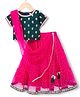 Babyhug Brocade Woven Half Sleeves Choli Shimmer Net Lehenga & Dupatta Set with Floral Embroidery - Fuchsia