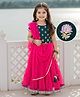 Babyhug Brocade Woven Half Sleeves Choli Shimmer Net Lehenga & Dupatta Set with Floral Embroidery - Fuchsia