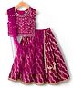 Babyhug Brocade Woven Sleeveless Choli Lehenga & Dupatta Set With Floral Embroidery - Fushsia