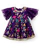 Babyhug Rayon Woven Half Sleeves Ethnic Dress With Embroidered Detailing & Floral Print - Purple