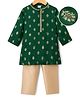 Babyhug Woven Full Sleeves Kurta Pajama Set With Floral Foil Print - Green