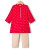 Babyhug Woven Full Sleeves Kurta Pajama Set With Floral Foil Print - Red