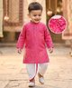 Babyhug Cambric Woven Full Sleeves Kurta Dhoti Set With Bandhani Print - Pink