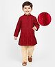 Babyhug Cotton Blend Woven Full Sleeves Kurta Pajama Set with Embroidery & Sequin Detailing - Maroon